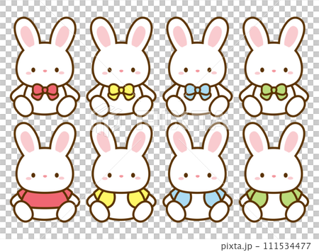 かわいいウサギのイラストセット 111534477