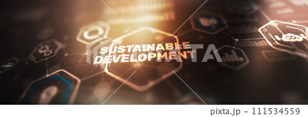 Sustainable development renewable energy and natural resources preservation with environment protection inside connected gears 111534559