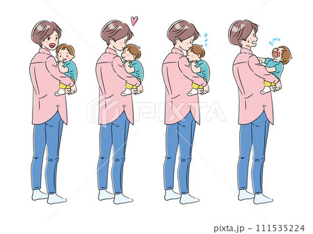 赤ちゃんをあやす女性表情SET 赤ちゃんをあやす女性表情SET 111535224