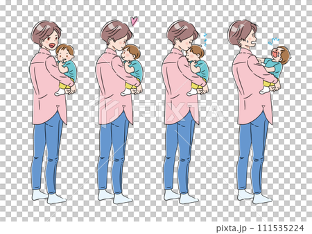 赤ちゃんをあやす女性表情SET 赤ちゃんをあやす女性表情SET 111535224