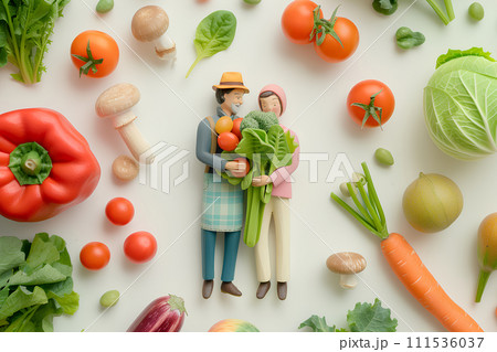 農家の夫婦のミニチュア素材(3D) 農家の夫婦のミニチュア素材(3D) 111536037