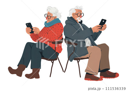 スマホを操作する二人のシニア スマホを操作する二人のシニア 111536339