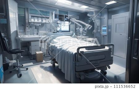 【背景】病院　病室イメージ　イラスト素材（AI生成画像） 111536652