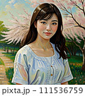 桜と女性 111536759