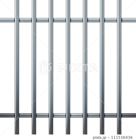 prison metal bars. Iron jail cage. Prison fence jail. Template design for criminal or sentence. Vector 111536936