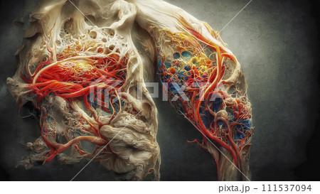 Interaction between microbes and human tissues, ai illustration 111537094