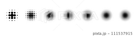 set of dotted circle halftone patterns. Vector illustration 111537915