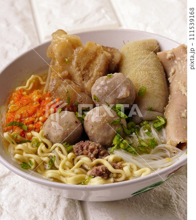 Delicious beef meatball soup tasty and healthy soup cooking with fresh chili paste Delicious beef meatball soup tasty and healthy soup cooking with fresh chili paste 111539168