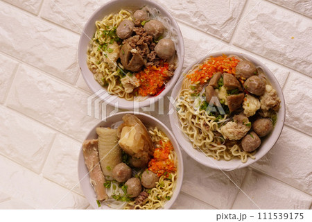 Delicious beef meatball soup tasty and healthy soup cooking with fresh chili paste 111539175