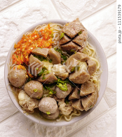 Delicious beef meatball soup tasty and healthy soup cooking with fresh chili paste Delicious beef meatball soup tasty and healthy soup cooking with fresh chili paste 111539179