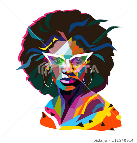 Portrait Fashion african american woman. Avatar of woman in modern trendy sunglasses Portrait Fashion african american woman. Avatar of woman in modern trendy sunglasses 111540914