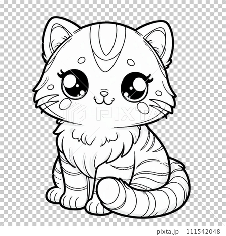 cute cat coloring for kid to drawing, cat sticker, vector set of cat 111542048