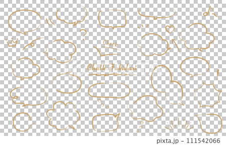 Golden hand drawn line speech bubble set Golden hand drawn line speech bubble set 111542066
