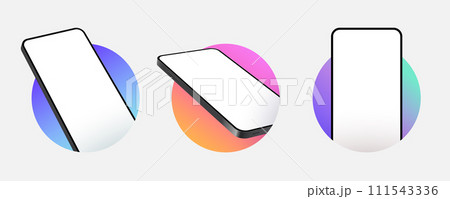 Phone mockup isolate 3d vector screen device template. Cellphone app mock up realistic telephone 111543336