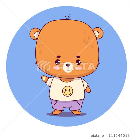 Cute bear cub boy. Funny animal kawaii character. Vector illustration. Kids collection. 111544018