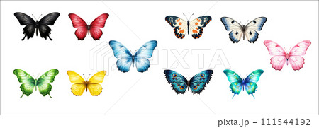 AI-generated content. Vibrant Collection of Colorful Butterflies: A Diverse Set of Beautiful Illustrations 111544192