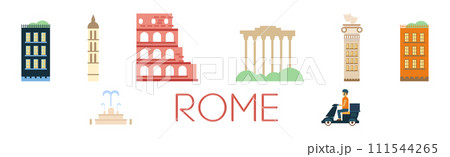 Welcome to Rome Traditional Italian Culture Object Vector Set Welcome to Rome Traditional Italian Culture Object Vector Set 111544265