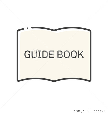 GUIDE BOOKと書いてある本の形のアイコン - シンプルなガイドブックのイメージ素材 111544477