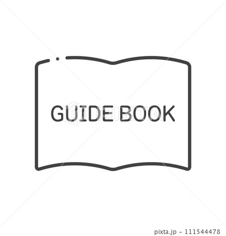 GUIDE BOOKと書いてある本の形のアイコン - シンプルなガイドブックのイメージ素材 111544478