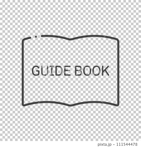 GUIDE BOOKと書いてある本の形のアイコン - シンプルなガイドブックのイメージ素材 111544478
