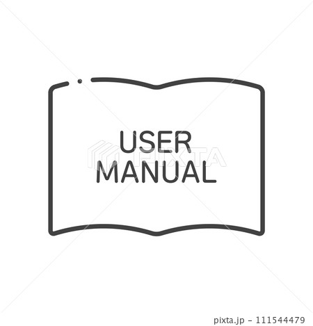 USER MANUALと書いてある本の形のアイコン - シンプルなマニュアルのイメージ素材 USER MANUALと書いてある本の形のアイコン - シンプルなマニュアルのイメージ素材 111544479