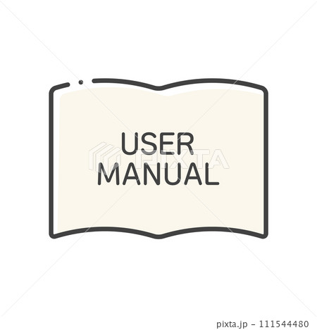 USER MANUALと書いてある本の形のアイコン - シンプルなマニュアルのイメージ素材 111544480