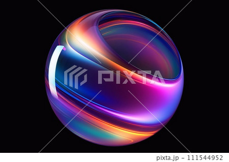 abstract colorful sphere on a black background, computer-generated 3D illustration abstract colorful sphere on a black background, computer-generated 3D illustration 111544952