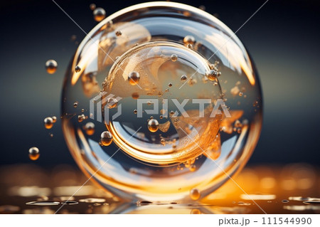 Bubbles in a glass ball on a dark background. 3d rendering Bubbles in a glass ball on a dark background. 3d rendering 111544990