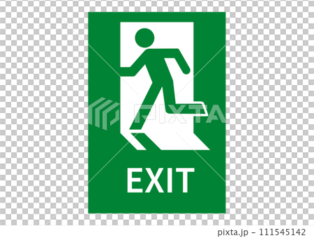 Emergency exit sign Simple English emergency exit guide light illustration Icon material Left facing Emergency exit sign Simple English emergency exit guide light illustration Icon material Left facing 111545142