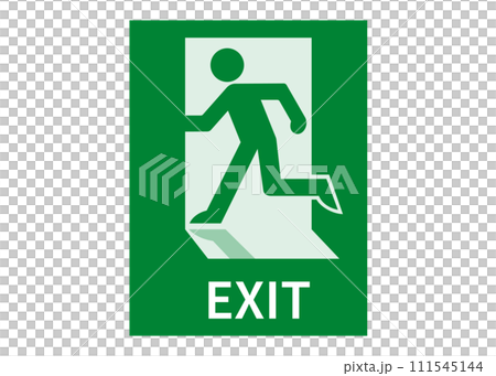 緊急出口標誌 簡單英文緊急出口導燈插畫 圖示素材 左向 111545144