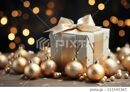 Gift boxes. Merry Christmas, Marry New Year, birthday. Generative AI 111545367