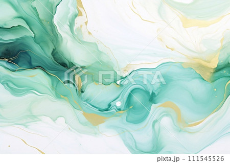 Marble abstract acrylic background. Marbling artwork texture. Agate ripple pattern. Gold powder. 111545526