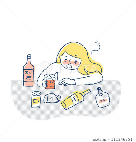 お酒を飲んで泥酔している女性 111546251
