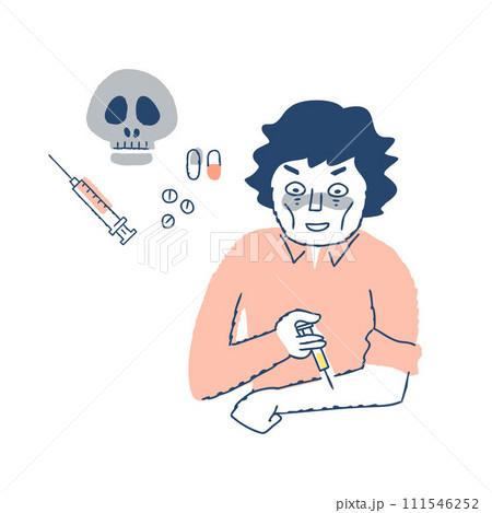 注射を打つ男性（薬物中毒・薬物依存症・ドラッグ） 111546252