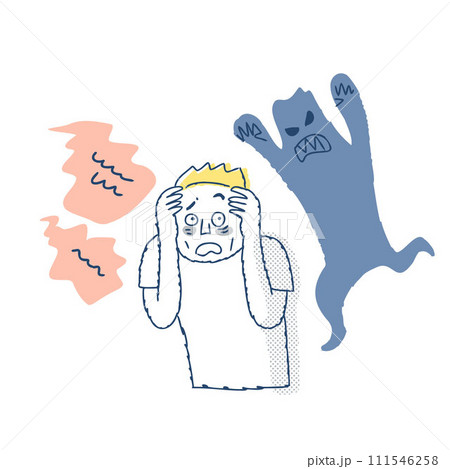 幻聴・幻覚に怯える男性 111546258