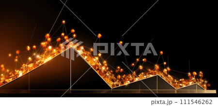 Abstract glowing lines and nodes on dark background representing connectivity, data, or technology. 111546262