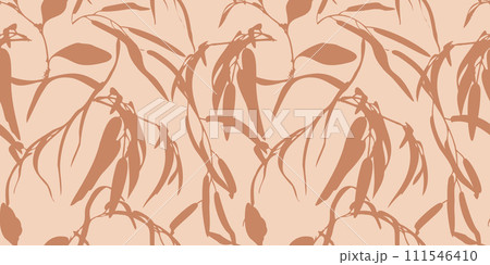 Botanical Seamless Pattern Leaves, Branches Motifs Botanical Seamless Pattern Leaves, Branches Motifs 111546410