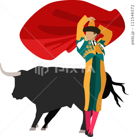 Toreador and bull performance vector icon isolated on white 111546572