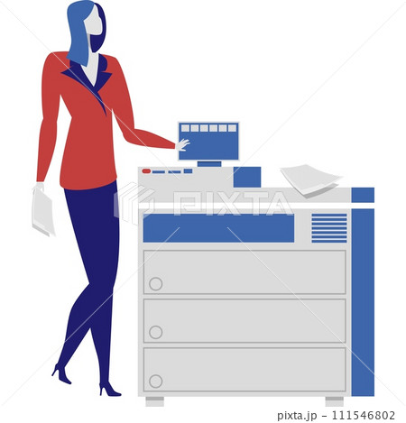 Woman using printer in office vector icon Woman using printer in office vector icon 111546802