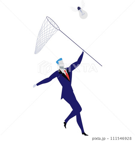 Business man with net catching idea vector icon 111546928