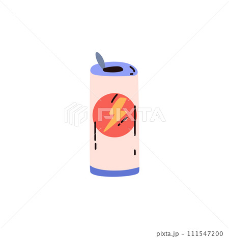 Energy aluminum drink can icon or symbol flat vector illustration isolated. 111547200