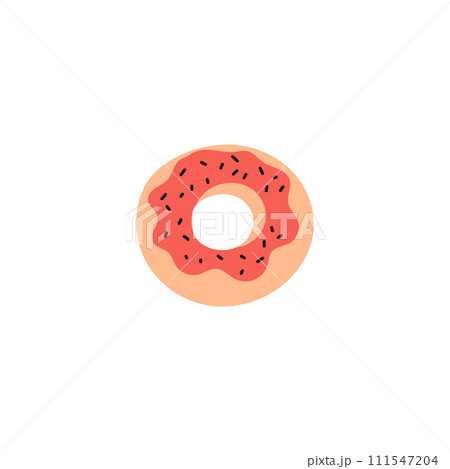 Donut with pink glaze simple icon, cartoon vector illustration isolated. 111547204