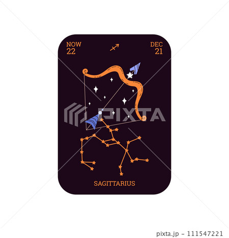 Sagittarius tarot and astrology card design vector illustration isolated. Sagittarius tarot and astrology card design vector illustration isolated. 111547221