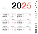 Colorful Year 2025 calendar horizontal vector design template,  111547567