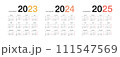 Year 2023 and Year 2024 and Year 2025 calendar vector design template,  111547569