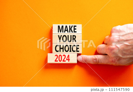 Make your choice 2024 symbol. Concept words Make your choice 2024 on beautiful wooden block. Beautiful orange table orange background. Voter hand. Business Make your choice 2024 concept. Copy space. Make your choice 2024 symbol. Concept words Make your choice 2024 on beautiful wooden block. Beautiful orange table orange background. Voter hand. Business Make your choice 2024 concept. Copy space. 111547590