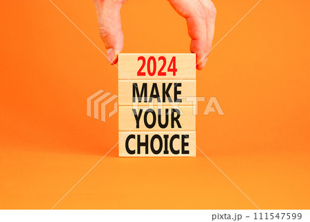 2024 Make your choice symbol. Concept words 2024 Make your choice on beautiful wooden block. Beautiful orange table orange background. Voter hand. Business 2024 Make your choice concept. Copy space. 2024 Make your choice symbol. Concept words 2024 Make your choice on beautiful wooden block. Beautiful orange table orange background. Voter hand. Business 2024 Make your choice concept. Copy space. 111547599