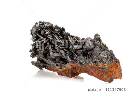 Macro stone Apatite mineral on white background Macro stone Apatite mineral on white background 111547908