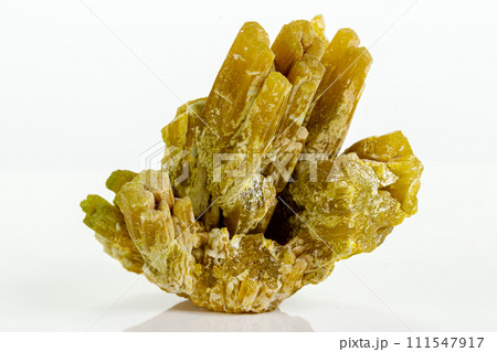 Macro stone Gypsum mineral on white background Macro stone Gypsum mineral on white background 111547917