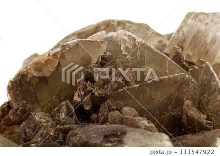 Macro stone Gypsum mineral on white background 111547922